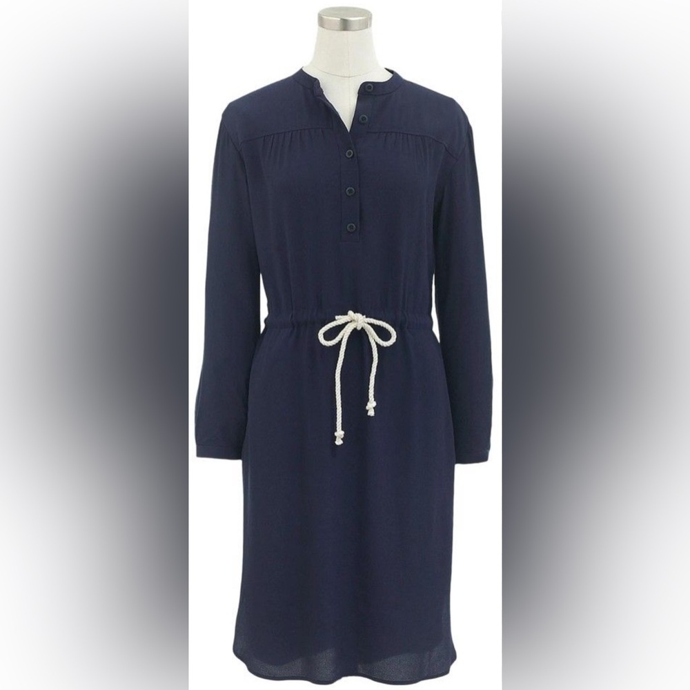 J. Crew Dark Blue Button-Up Long Sleeve Shirt Dress